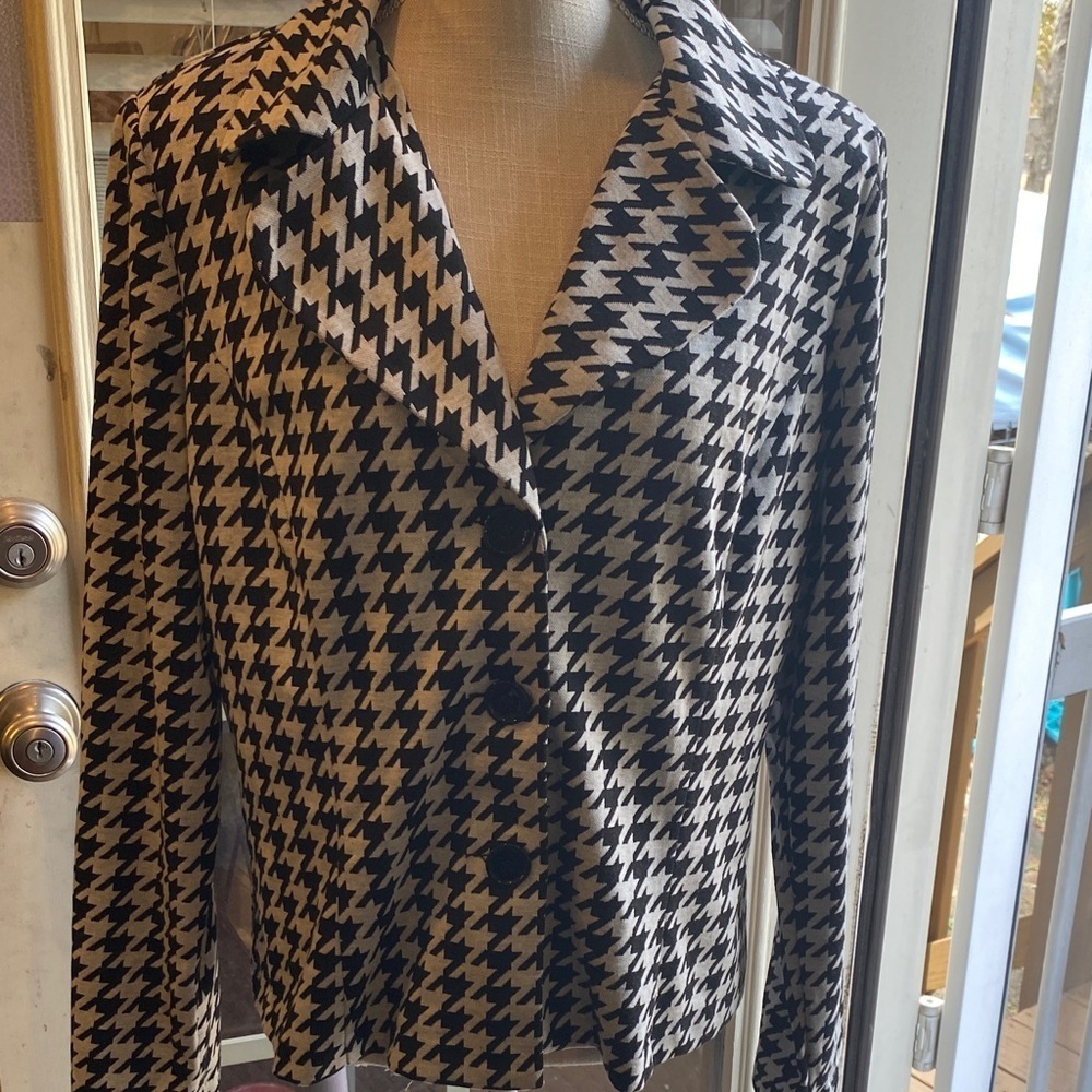 Tiana B Houndstooth Black and White Women's Jacket size 16